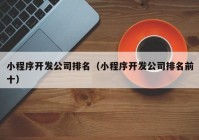 小程序开发公司排名（小程序开发公司排名前十）