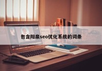 包含阳泉seo优化系统的词条