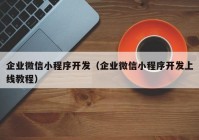 企业微信小程序开发（企业微信小程序开发上线教程）