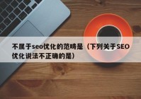 不属于seo优化的范畴是（下列关于SEO优化说法不正确的是）