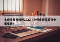 小程序开发教程2022（小程序开发教程全集免费）