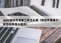 qq小程序开发者工具怎么用（微信开发者工具怎么开发小程序）