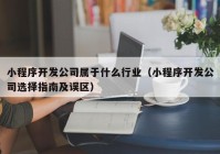 小程序开发公司属于什么行业（小程序开发公司选择指南及误区）