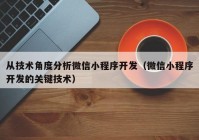 从技术角度分析微信小程序开发（微信小程序开发的关键技术）